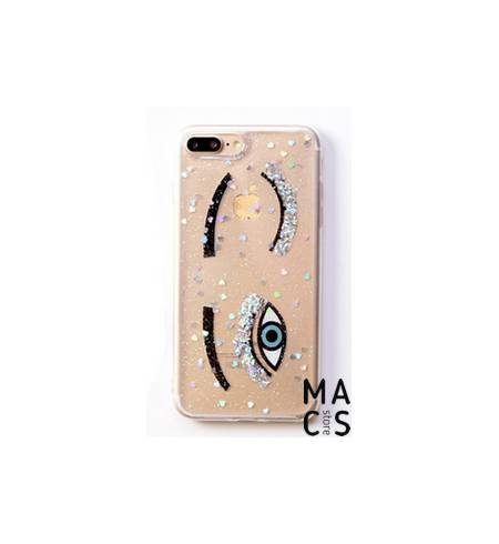 Чехол TPU прозрачный Глаза ресницы серебро для iPhone7Plus