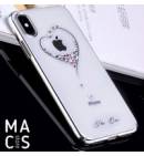 Чехол TPU пластик серебро Сердце камни Swarovski для iPhoneХ