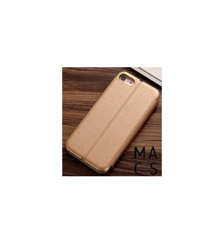 Чехол флип кожа золотой для iPhone XS