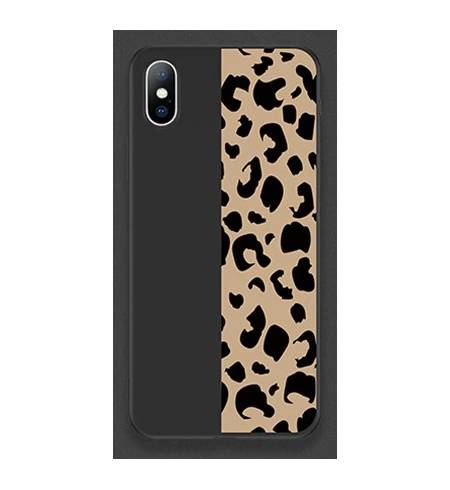 Чехол TPU леопардовый черный полоса для iPhoneXS Max