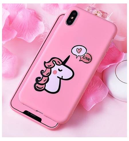 Чехол TPU розовый Единорог LOVE для iPhoneX