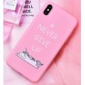Чохол TPU рожевий Єдиноріг Never give up для iPhoneX