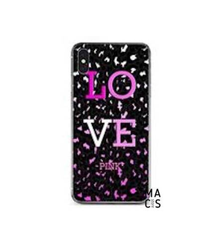Чехол TPU черный градиент LOVE PINK для iPhone Xs
