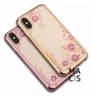 Чехол TPU силикон золото цветы для iPhone Xs