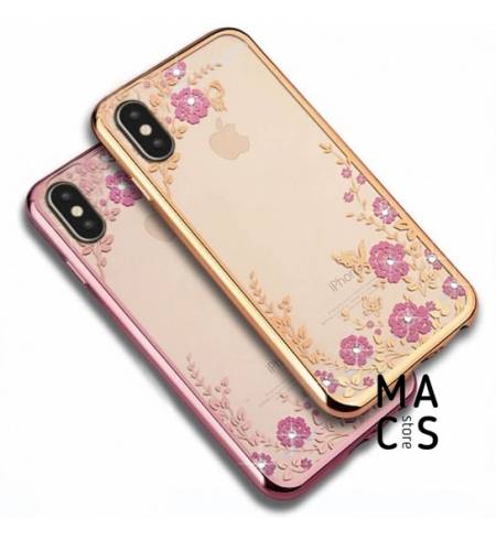 Чехол TPU силикон золото цветы для iPhone Xs