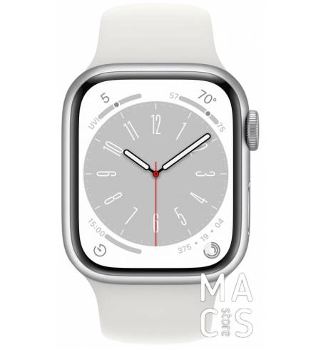 Apple Watch Series 8 45mm Silver Aluminum Case with Silver Sport Band