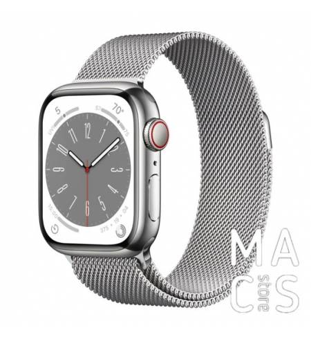 Apple Watch Series 8 GPS + Cellular 45mm Silver S. Steel Case w. Milanese Loop Silver