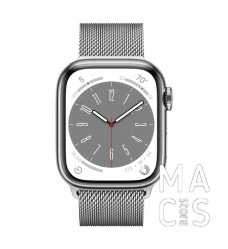 Apple Watch Series 8 GPS + Cellular 45mm Silver S. Steel Case w. Milanese Loop Silver