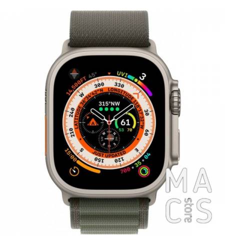 Apple Watch Ultra 49mm GPS + LTE Titanium Case with Green Alpine Loop - Small