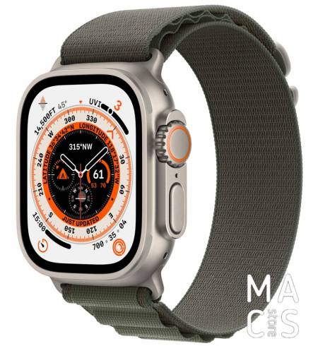 Apple Watch Ultra 49mm GPS + LTE Titanium Case with Green Alpine Loop - Large